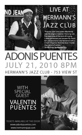 Wed. Jul 21st 2010 - Adonis Puentes Live with special guest Valentin P... - May 14th @ Hermann's Jazz Club