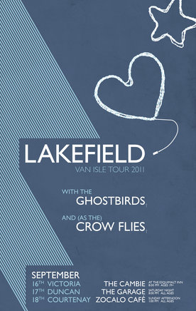 Lakefield, The Ghostbirds, (asthe) crow flies @ The Duncan Showroom - Upstairs Sep 17 2011 - Jun 24th @ The Duncan Showroom - Upstairs