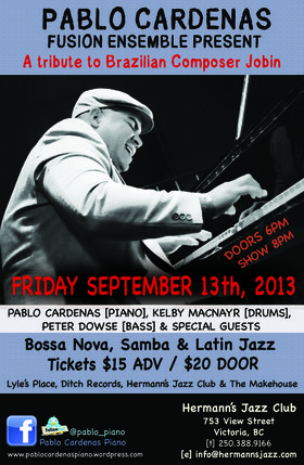 Fri. Sep 13th 2013 - Pablo Cardenas Fusion Ensemble plays tribute to J... - May 24th @ Hermann's Jazz Club