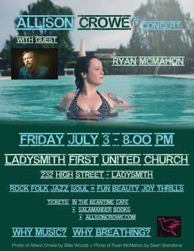 Allison Crowe, Ryan McMahon @ Ladysmith First United Church Jul 3 2015 - Jun 24th @ Ladysmith First United Church