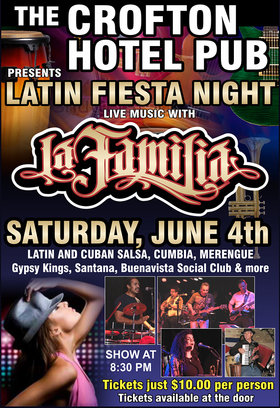Latin Fiesta Night ft: La Familia Band @ Osborne Bay Pub  Jun 4 2016 - Jun 25th @ Osborne Bay Pub 