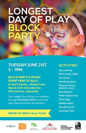 Longest Day of Play Block Party @ Spirit Square Jun 21 2016 - Jun 25th @ Spirit Square
