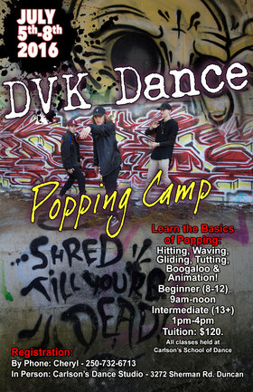 Summer Popping Dance Camp: Vance Driver, Kienan Martin, Darius Zaviceanu @ Carlson's  Dance Jul 5 2016 - Jun 25th @ Carlson's  Dance