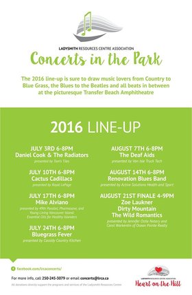 Concerts in the Park: Daniel Cook & The Radiators @ Transfer Beach Amphitheatre Jul 3 2016 - Jun 25th @ Transfer Beach Amphitheatre