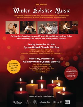 6th Annual Winter Solstice Concert: Cari Burdett, Sara Marreiros, Anne Schaefer, Richard Moody, Adrian Dolan, Alex Rempel , Marisa Coco Jackson @ Sylvan United Church Dec 18 2016 - Jun 25th @ Sylvan United Church