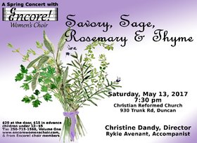 Savory, Sage, Rosemary & Thyme: Encore! Women's Choir  @ Duncan Christian Reformed Church May 13 2017 - Jun 25th @ Duncan Christian Reformed Church