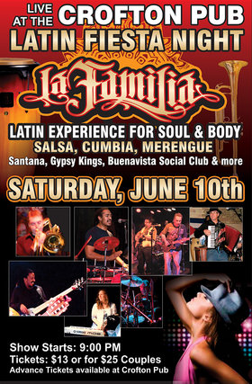 Crofton Pub presents Latin Fiesta Night with La Familia @ Crofton Pub - 1534 Joan Ave. Jun 10 2017 - Jun 25th @ Crofton Pub - 1534 Joan Ave.