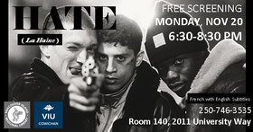 Fab Films: Hate (la haine) @ Vancouver Island University - Cowichan Campus Nov 20 2017 - Jun 25th @ Vancouver Island University - Cowichan Campus