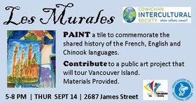 Les Murales Public Art Project @ Vancouver Island Regional Library (Cowichan Branch) Sep 14 2017 - Jun 25th @ Vancouver Island Regional Library (Cowichan Branch)