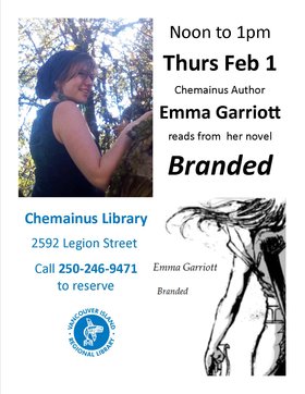 Author Event: Emma Garriott: Emma Garriott @ Chemainus Library Feb 1 2018 - Jun 25th @ Chemainus Library
