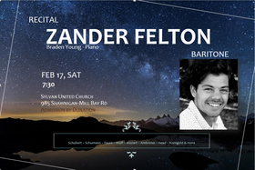 Zander Felton Mill Bay Recital: Zander Felton, Braden Young @ Sylvan United Church 985 Shawnigan-Millbay rd Feb 17 2018 - Jun 25th @ Sylvan United Church 985 Shawnigan-Millbay rd
