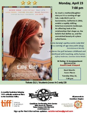 Lady Bird: Saorise Ronan, Laurie Metcalf, Tracy Letts @ Cowichan Performing Arts Centre Apr 23 2018 - Jun 25th @ Cowichan Performing Arts Centre