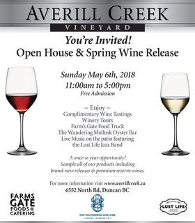 Averill Creek Vineyard Spring Open House: Lust Life Jazz Band @ Averill Creek Vineyard May 6 2018 - Jun 25th @ Averill Creek Vineyard