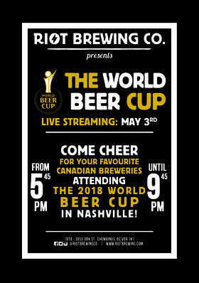 World Beer Awards - Live Stream @ Riot Brewing Co. May 3 2018 - Jun 25th @ Riot Brewing Co.