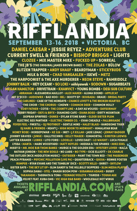 Rifflandia: Current Swell, Lights, The Zolas , Chad Vangaalen, Johnny Balik, Harpoonist & the Axe Murderer, Iskwe, n&ecirc;hiyawak @ Various Venues Sep 16 2018 - May 14th @ Various Venues