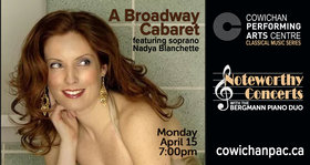 Noteworthy Classical Concert with the Bergmann Piano Duo and soprano Nadya Blanchette @ Cowichan Performing Arts Centre Apr 15 2019 - Jun 26th @ Cowichan Performing Arts Centre