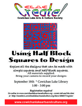 Quilting: Using Half Block Squares @ Lake Cowichan Library Sep 18 2019 - Jun 29th @ Lake Cowichan Library