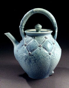 Blue Pom Teapot by 
Cindy Gibson