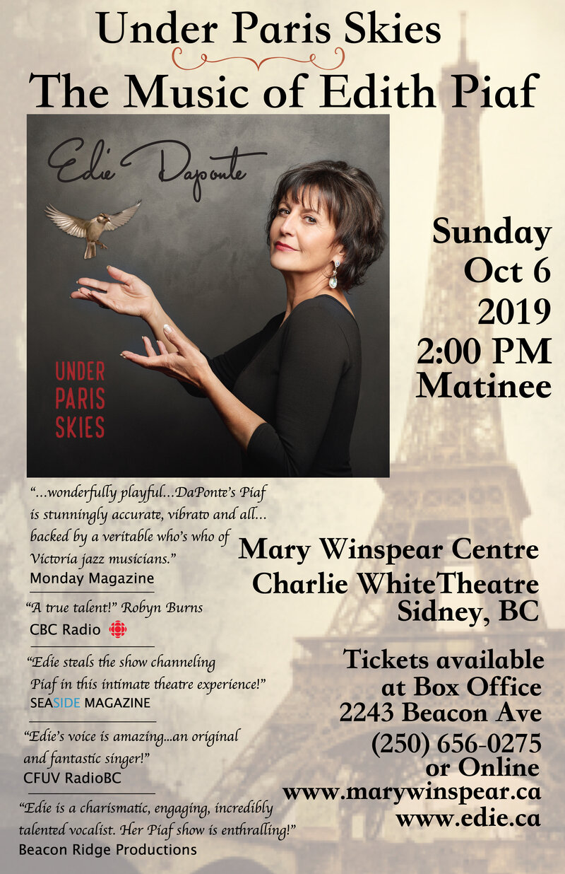 Under Paris Skies -SOLD OUT: Edie DaPonte, Jonathan Eng, Joey Smith, Aaron Watson, Karel Roessingh @ Mary Winspear Centre Oct 6 2019 - Jun 3rd @ Mary Winspear Centre