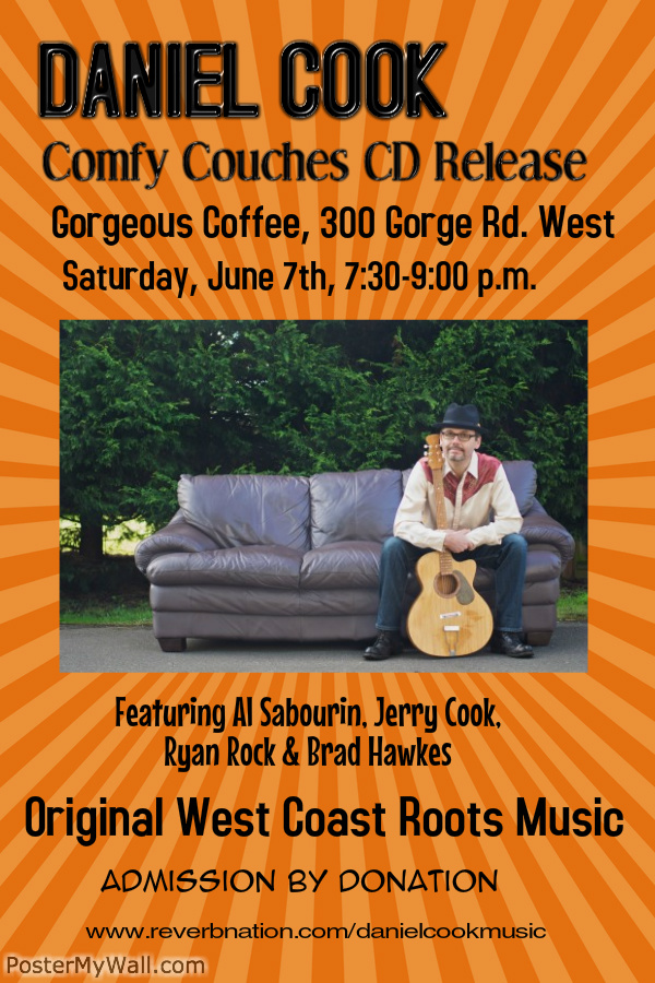 Comfy Couches CD release gig: Daniel Cook @ Gorge-ous Coffee Jun 7 2014 - Jun 4th @ Gorge-ous Coffee