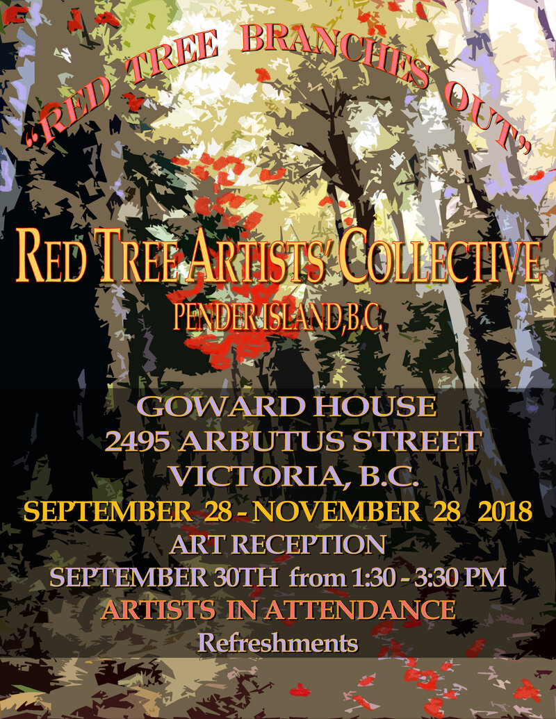 RED TREE BRANCHES OUT: Kathleen Lightman  (Artist) (Fibre), Terry Chandler  (Artist), Judy Walker  (Artist), Hedi Kovacs  (Artist), Diane MacDonald  (Photographer), Mira Petrie   (Artist), Diane Kremmer  (Artist), Eve Pollard  (Photographer) @ Goward House Gallery Sep 28 2018 - May 5th @ Goward House Gallery