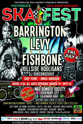 BARRINGTON LEVY, FISHBONE TWIN BILL AT SHIP POINT INNER HARBOUR (All Ages/Beverage Garden w/ID.): Barrington Levy & Detour Posse, FISHBONE, Hillside Hooligans, DJ Dubconscious @ Ship Point (Inner Harbour) Jul 4 2014 - May 13th @ Ship Point (Inner Harbour)