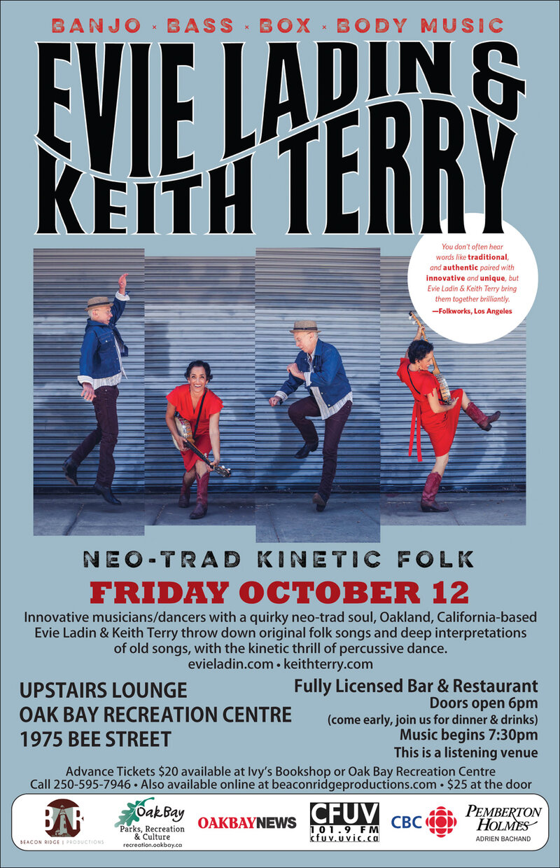 Banjo - Bass - Body Music: Evie Ladin & Keith Terry @ Sports View Lounge Oct 12 2018 - May 6th @ Sports View Lounge