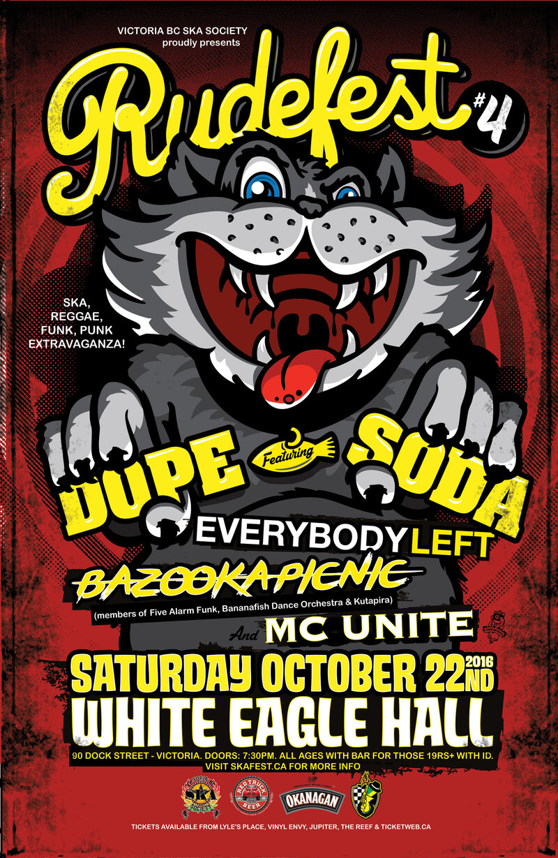 RUDEFEST 2016: Dope Soda, Everybody Left, Bazooka Picnic, MC Unite! @ White Eagle Polish Hall Oct 22 2016 - May 6th @ White Eagle Polish Hall