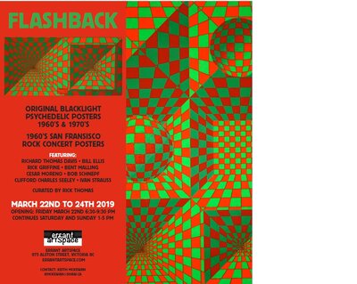 FLASHBACK: Richard Thomas Davis 60's Posters, Clifford Charles Seeley Poster 70's, Bill Ellis VANCOUVER Poster 69, Ivan Strass Poster 70's, Rick Griffine Poster 70's, M.C. Esher Posters 1974 printing, Bent Malling Poster 70's, Rick Thomas, Victor Moreno Poster 70's, LYNDA MCKEWAN, Bob Schnepf Poster 70's @ Errant ArtSpace - Mar 22, 2019