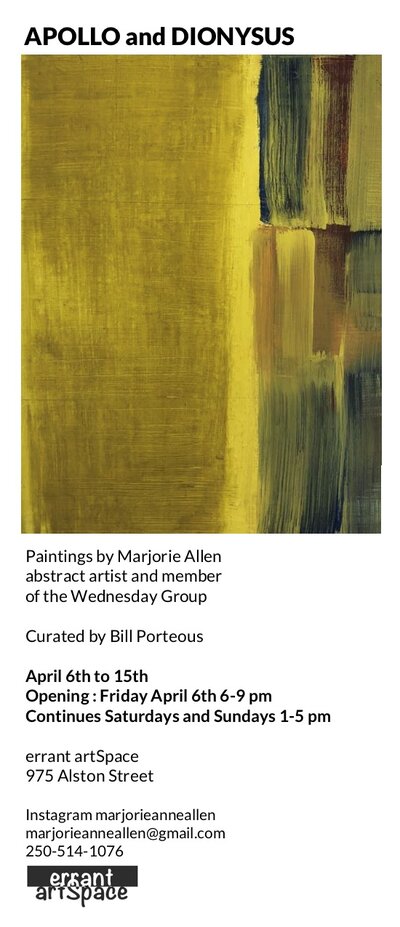 APOLLO and DIONTSUS: Marjorie Allen @ Errant ArtSpace - Apr 06, 2018