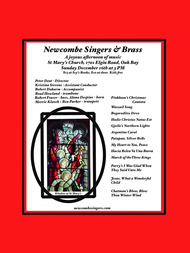 Newcombe Singers (and Brass), Brad Howland, Alana Despins, Merrie Klazek, Ben Parker,  Robert Dukarm, Robert Fraser @ St. Mary's Anglican Church - Dec 16, 2018