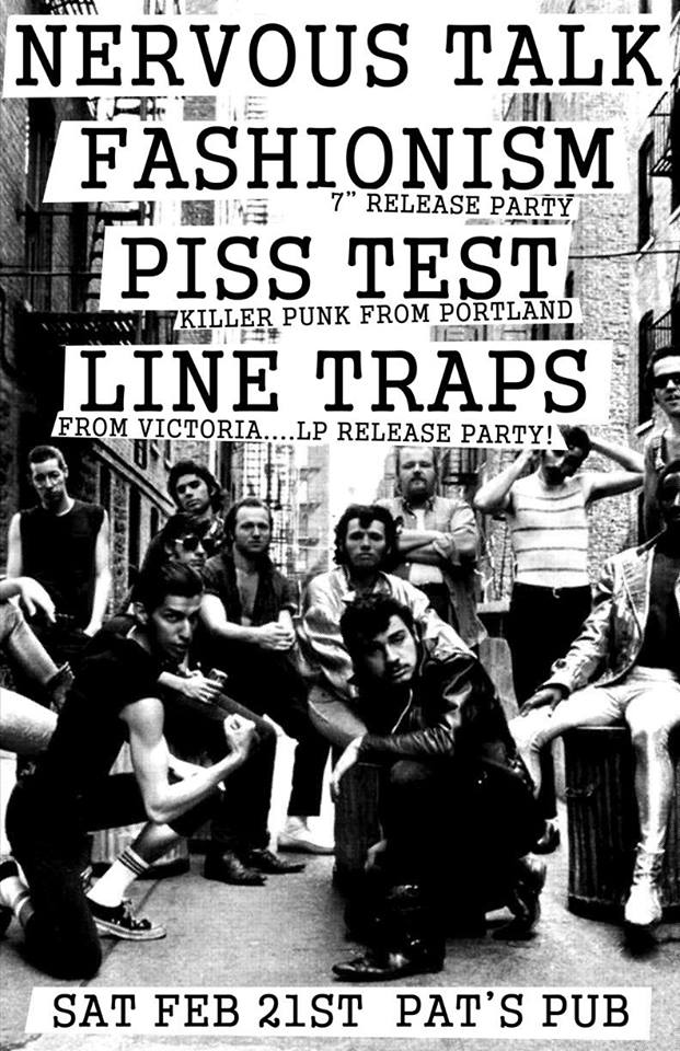 Nervous Talk, Fashionism, Piss Test (Portland), LINE TRAPS @ Pat's Pub Feb 21 2015 - Jun 13th @ Pat's Pub