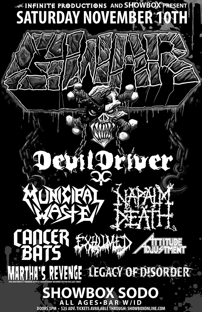 GWAR, Devildriver, Municipal Waste, Napalm Death, Cancer Bats, Exhumed, Attitude Adjustment, Martha's Revenge @ The Showbox Sodo - Nov 10, 2012