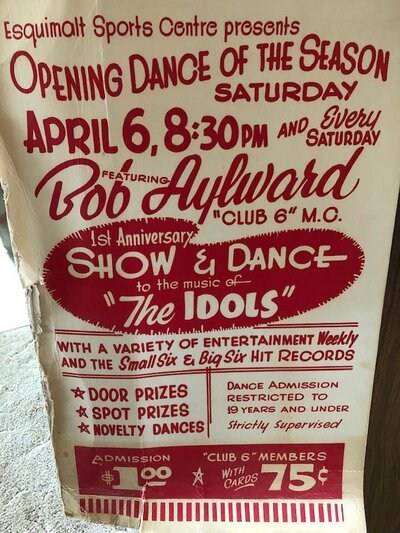 Esquimalt Sports Centre's 1st Anniversary Show & Dance with Club 6 MC Bob Aylward: The Idols @ Archie Browning Sports Centre Apr 6 1963 - May 9th @ Archie Browning Sports Centre