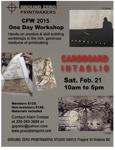 Print Workshop - Cardboard Intaglio: Victoria Edgarr @ Ground Zero Printmakers Studio GZPS Feb 21 2015 - May 5th @ Ground Zero Printmakers Studio GZPS