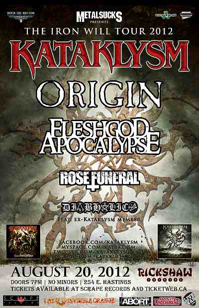 Kataklysm, Origin, Fleshgod Apocalypse, Rose Funeral, Diabholico @ Rickshaw Theatre Dec 31 1969 - May 13th @ Rickshaw Theatre