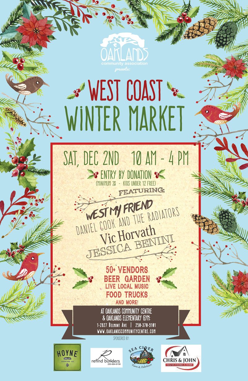 Oaklands West Coast Winter Market: West My Friend, Daniel Cook & The Radiators, Vic Horvath, Jessica Benini @ Oaklands Community Association - Dec 02, 2017