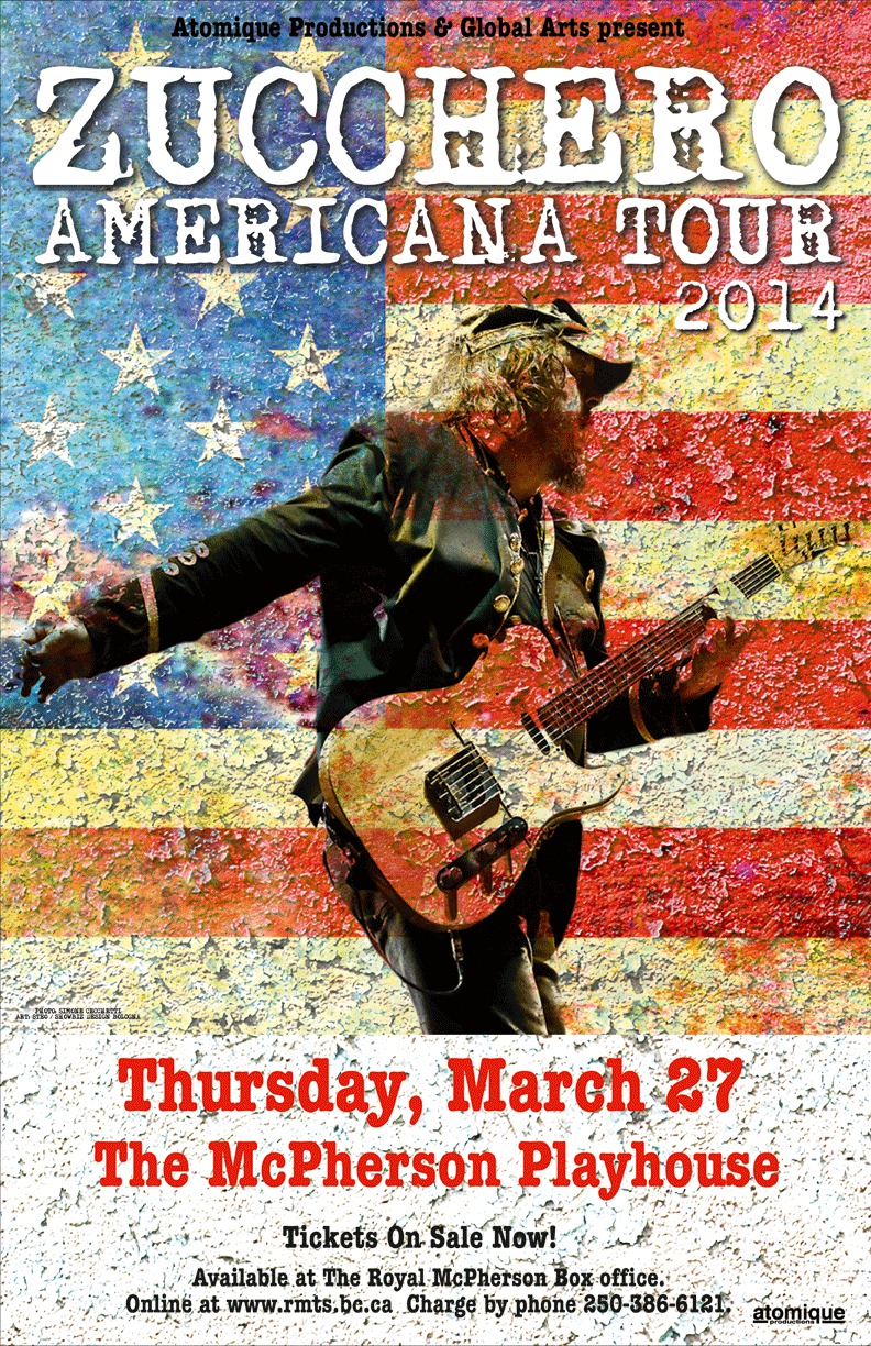 Zucchero @ McPherson Playhouse Mar 27 2014 - Jun 8th @ McPherson Playhouse