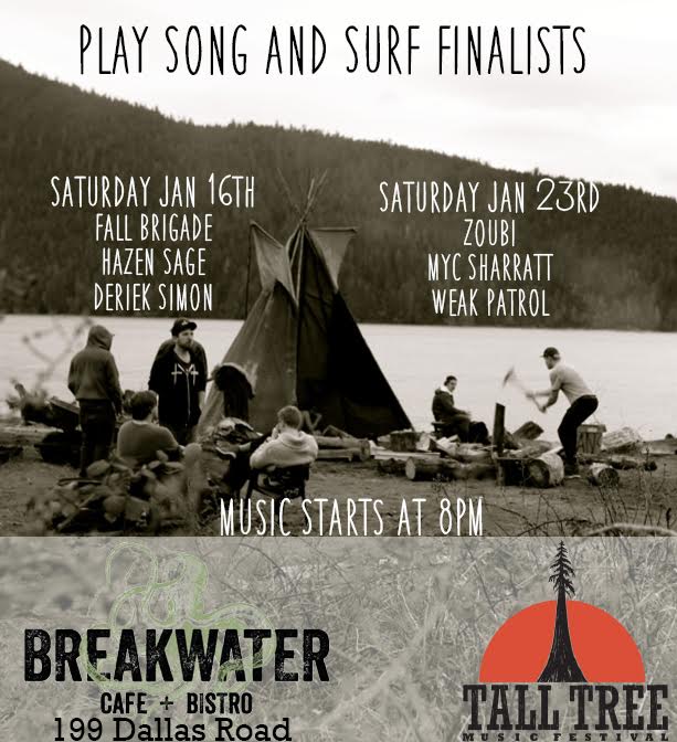 Song and Surf: Weak Patrol, Zoubi and the Sea, Myc Sharratt @ Breakwater Cafe + Bistro Jan 23 2016 - May 8th @ Breakwater Cafe + Bistro