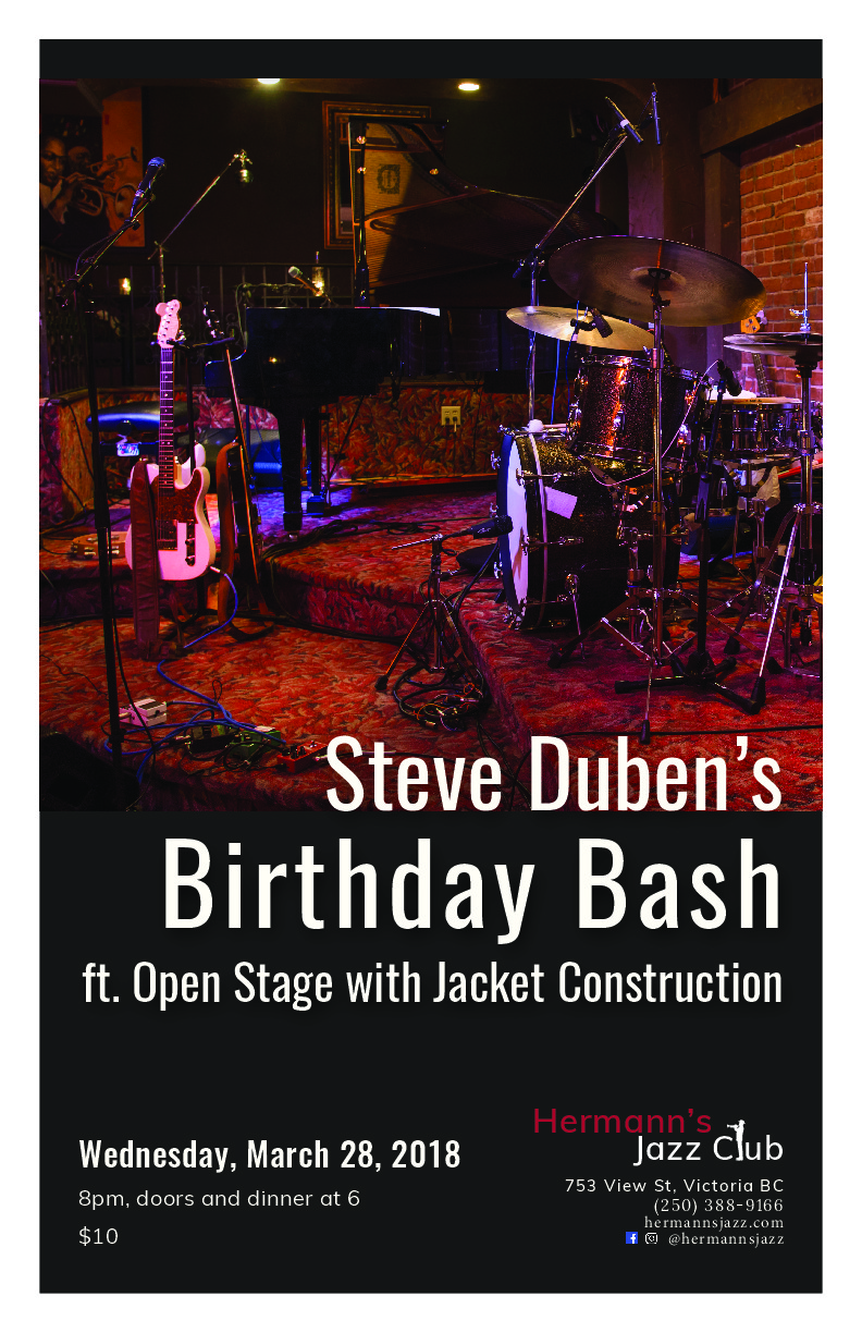 Steve Duben  Birthday Bash @ Hermann's Jazz Club Mar 28 2018 - Jun 4th @ Hermann's Jazz Club