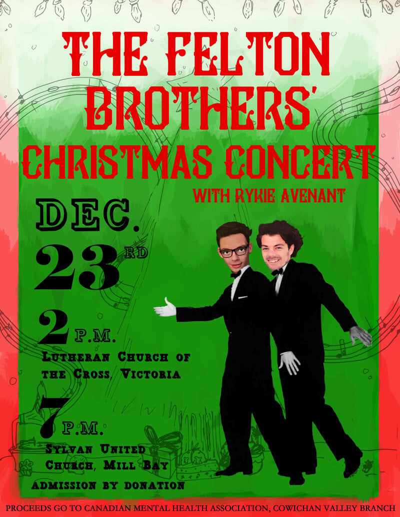 The Felton Brothers' Christmas Concert: Zander Felton, John Felton, Rykie Avenant @ Sylvan United Church Dec 23 2016 - May 6th @ Sylvan United Church