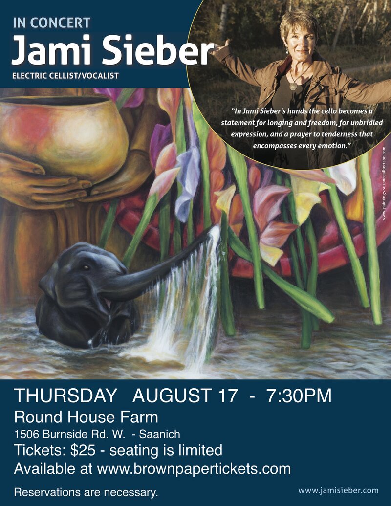 Renowned Electric cellist/vocalist/composer: Jami Sieber @ Round House Farm - Aug 17, 2017