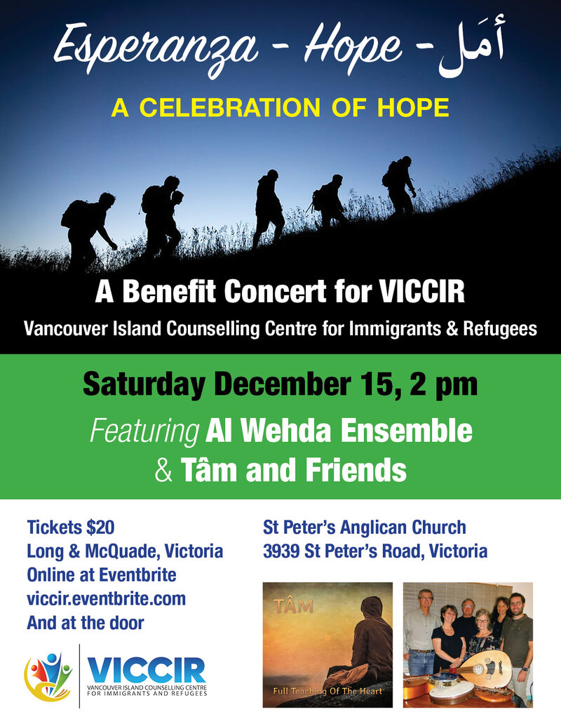 A Celebration of Hope: A Benefit Concert for VICCIR: Al Wehda Ensemble, Tam and Friends @ St. Peter's Anglican Church - Dec 15, 2018