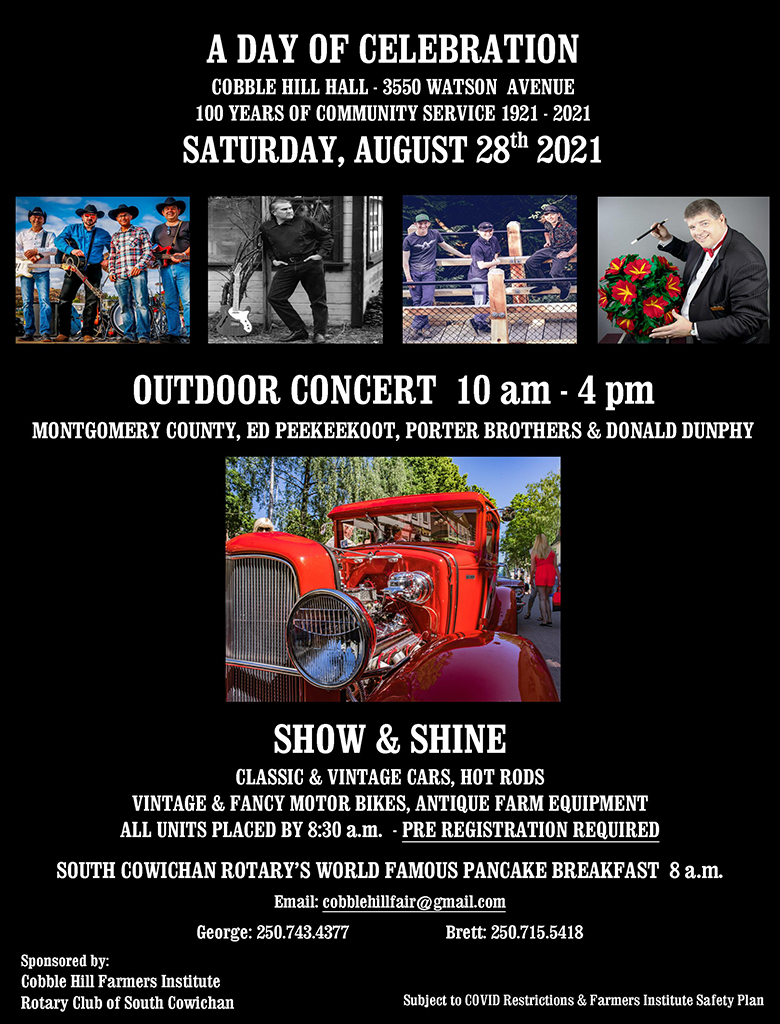 A Day of Celebration: Donald Dunphy (Magician), Wayne Montgomery (of Montgomery Country), Ed Peekeekoot , Porter Brothers @ Cobble Hill Hall Aug 28 2021 - May 6th @ Cobble Hill Hall
