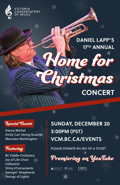 Daniel Lapp's Home for Christmas Online Concert: Daniel Lapp, Maureen Washington, Danny Michel, Emily Carr String Quartet @ VCM YouTube Channel - Dec 20, 2020
