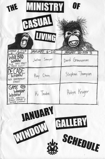 January DOWN TOWN window schedule @ MOCL Window Projects - Jan 01, 2012