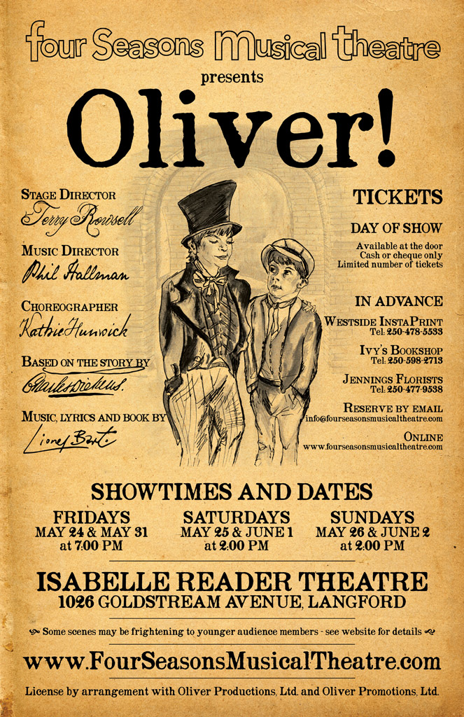 Musical adaptation of Charles Dickens’s classic about an orphan who runs away from an orphanage and hooks up with a group of boys trained to be pickpockets by an elderly mentor.: Oliver! the Musical @ Isabelle Reader Theatre - May 25, 2013