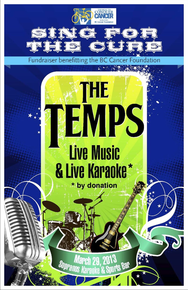 Sing For The Cure: Cancer Fundraiser: The Temps @ Soprano's Mar 29 2013 - May 15th @ Soprano's