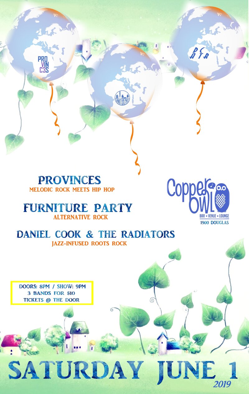 Provinces, Daniel Cook & The Radiators, Furniture Party @ Copper Owl Jun 1 2019 - May 5th @ Copper Owl