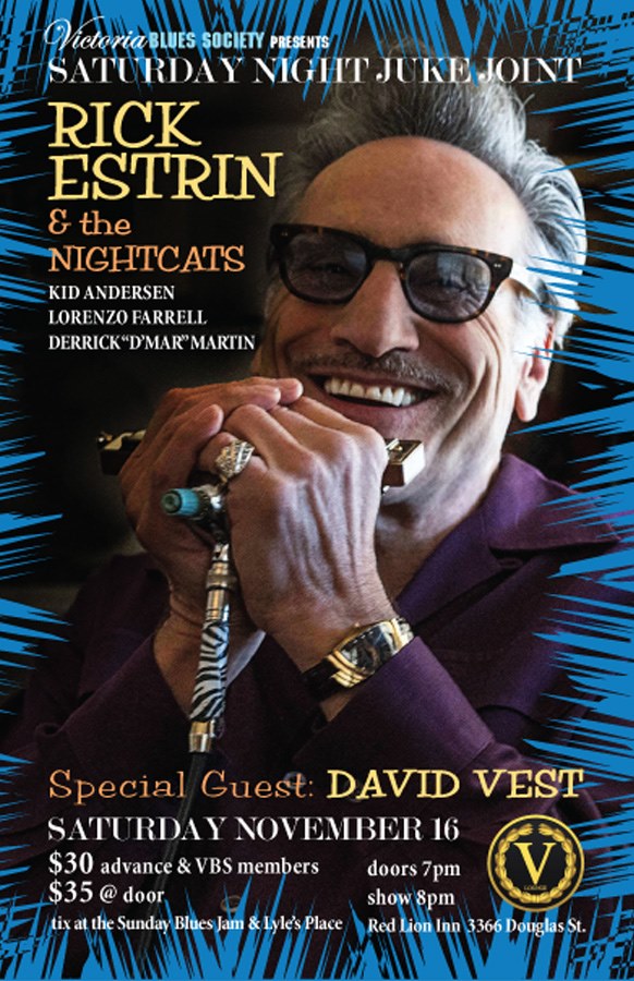Saturday Night Juke Joint: Rick Estrin & the Nightcats, David Vest @ V-lounge Nov 16 2019 - May 6th @ V-lounge